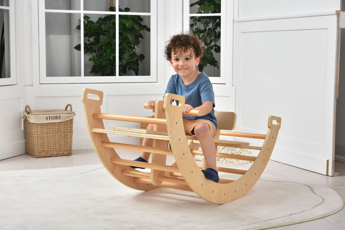 Bailis | 3-in-1 Wooden Climbing Arch, Rocker and Seesaw for Toddlers