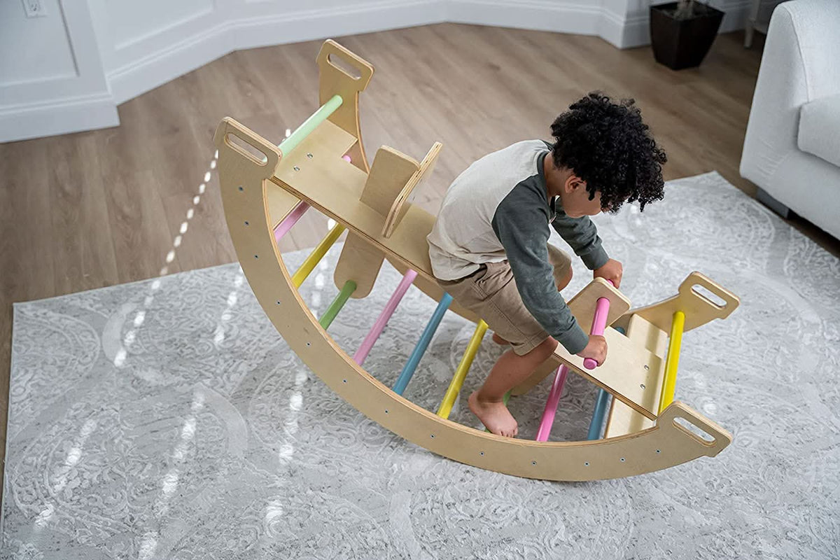 Bailis | 3-in-1 Wooden Climbing Arch, Rocker and Seesaw for Toddlers