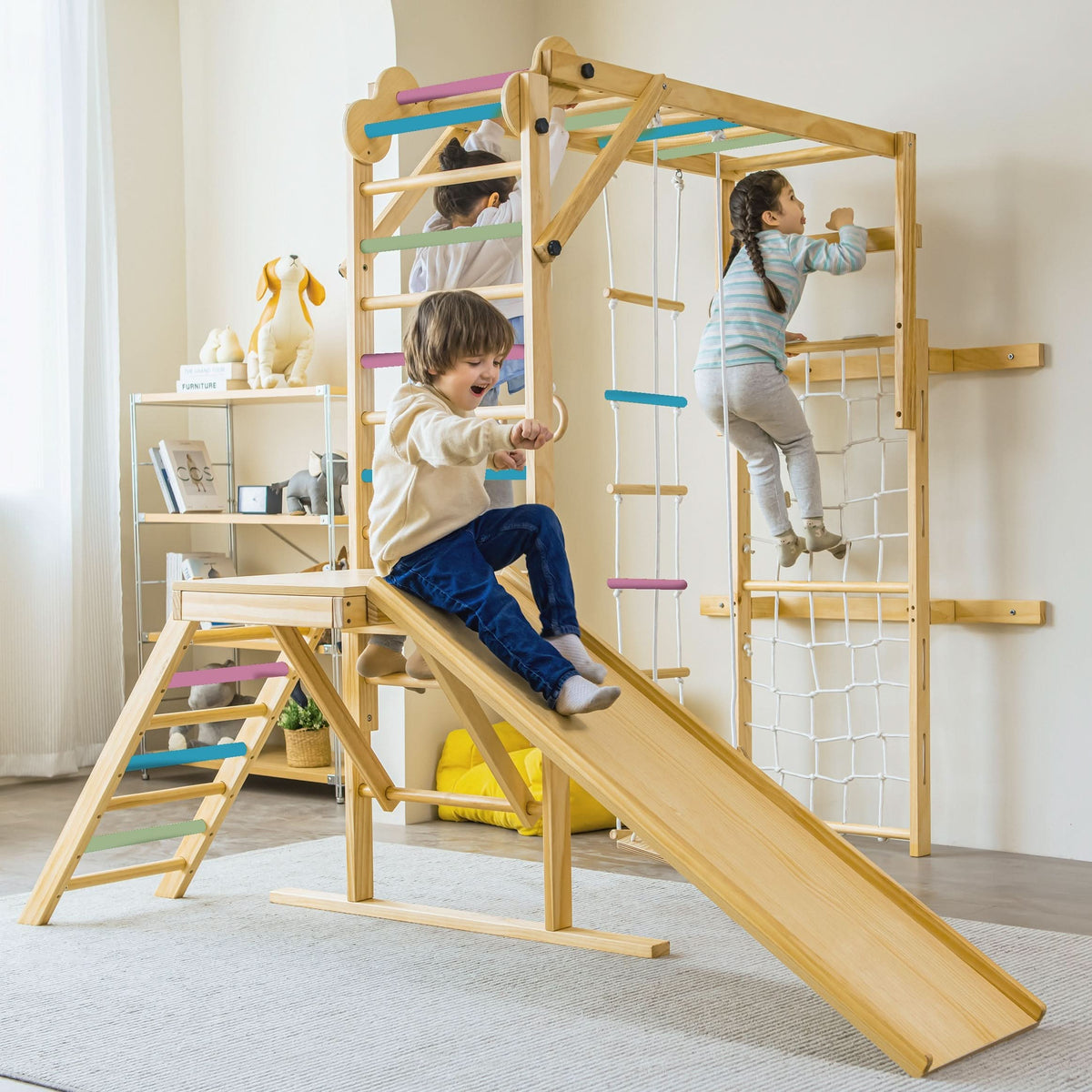 Grove Color Bars | Foldable Wall Mounted Indoor Jungle Gym, 8-in-1