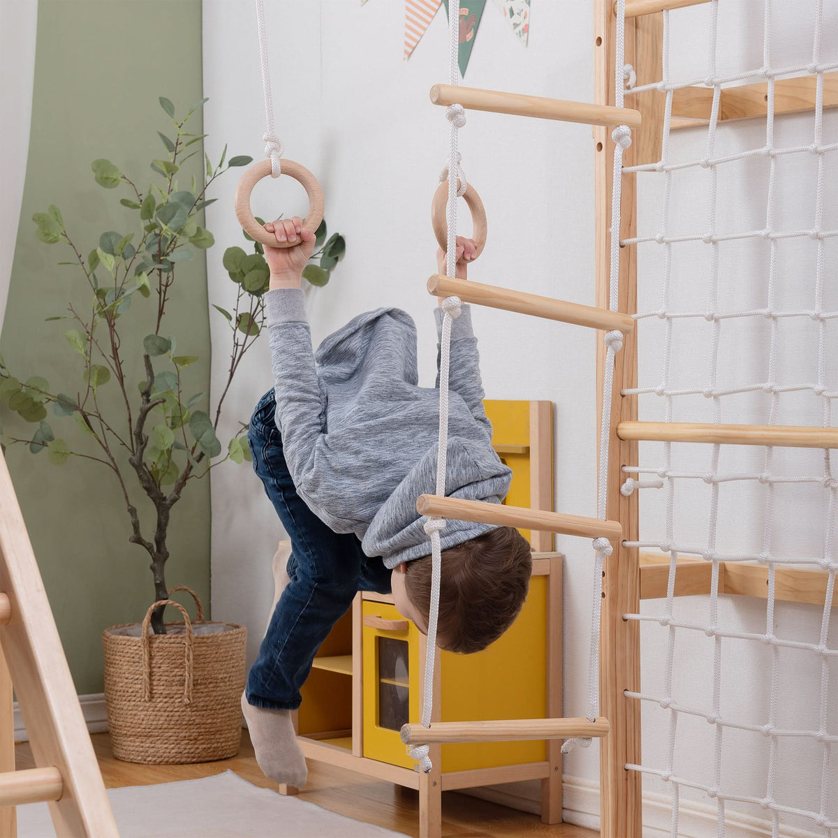 Grove Rainbow | Foldable Wall Mounted Indoor Jungle Gym, 8-in-1
