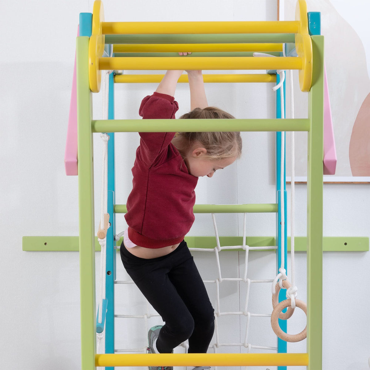 Grove Rainbow | Foldable Wall Mounted Indoor Jungle Gym, 8-in-1