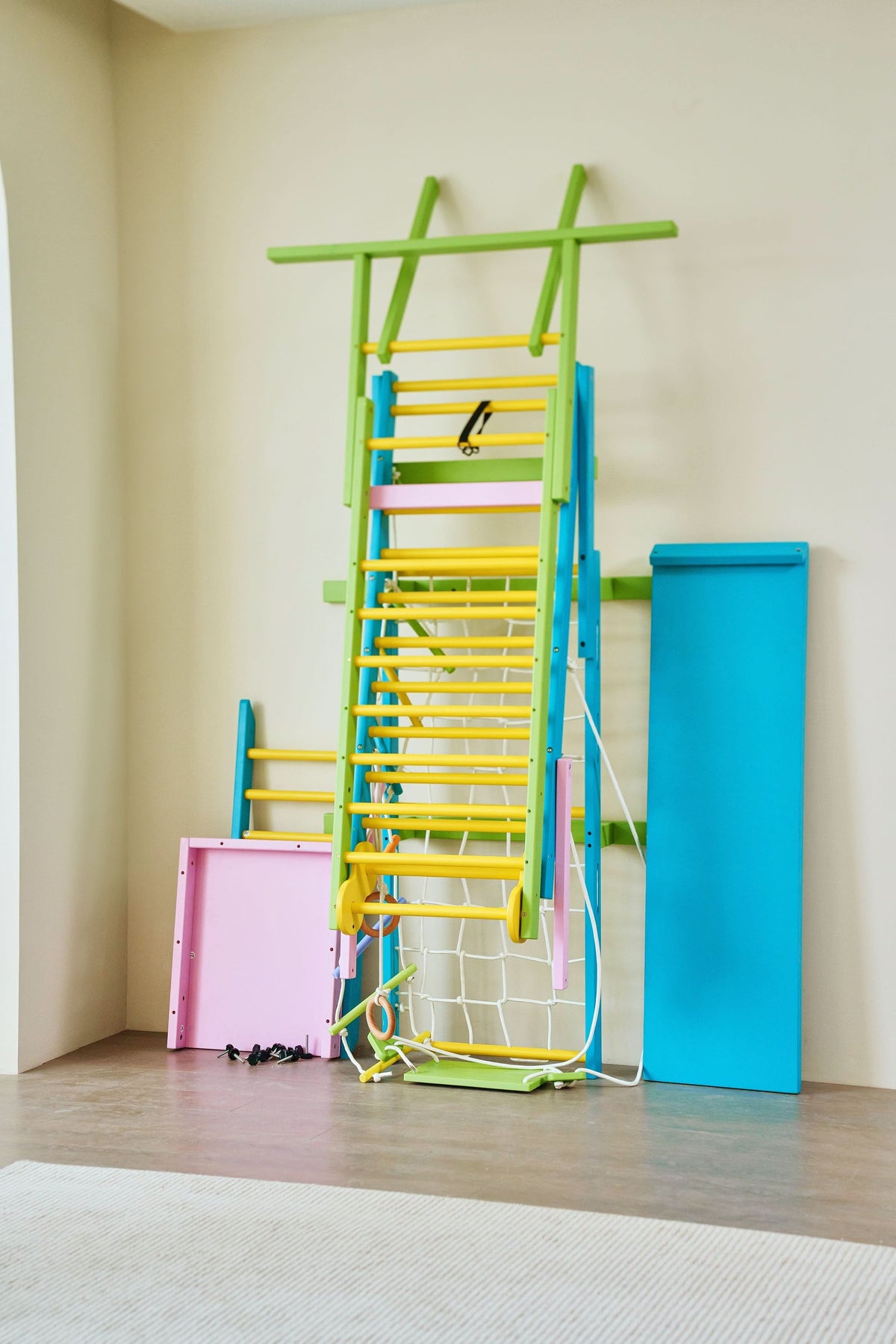 Grove Rainbow | Foldable Wall Mounted Indoor Jungle Gym, 8-in-1