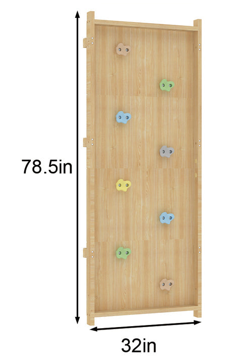 Rock Climbing Wall Panel Add-On for 79" Walnut Modular Swedish Ladder | Indoor Climbing Wall for Kids