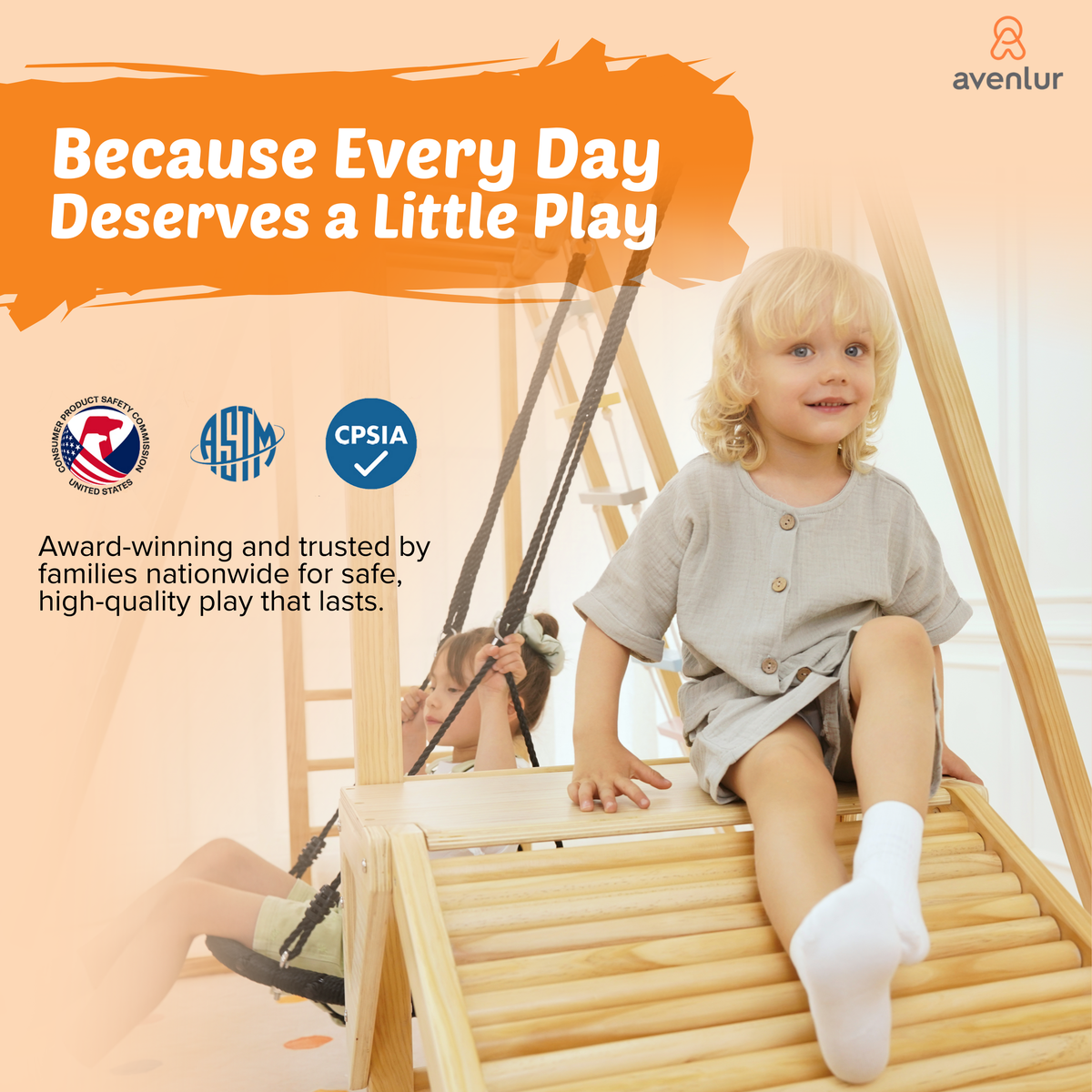 Sweetgum XL | 8-in-1 Indoor Playset for Toddlers with Slide and Swing
