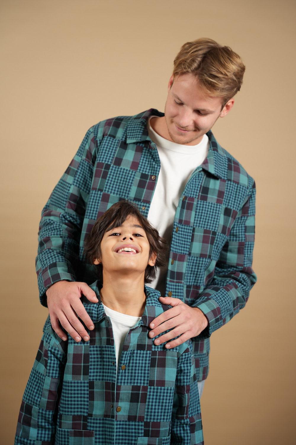 Adult Worker Jacket - Emerald Patchwork