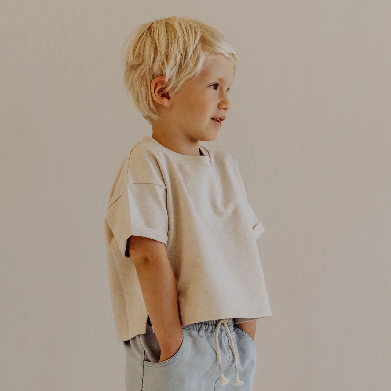 Organic Boxy Tee - Oatmeal Melange