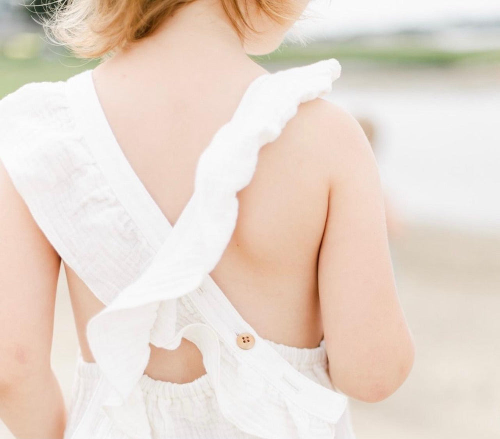 Baby Cross Back Pocket Dress - White