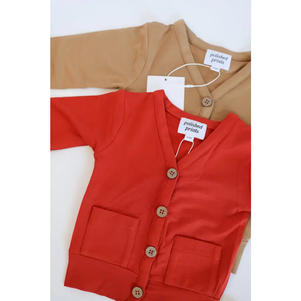 Buttery Soft Red Baby Grandpa Cardigan