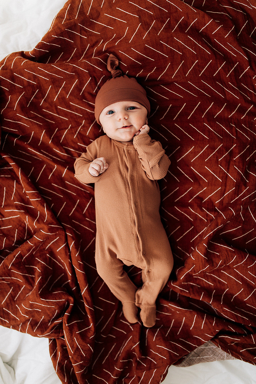 Rust Bamboo Newborn Knot Hat Mebie Baby