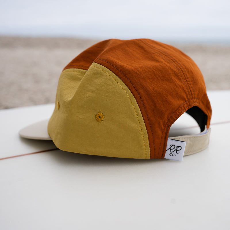 Nylon Color Block Five-Panel Hat in Sunrise