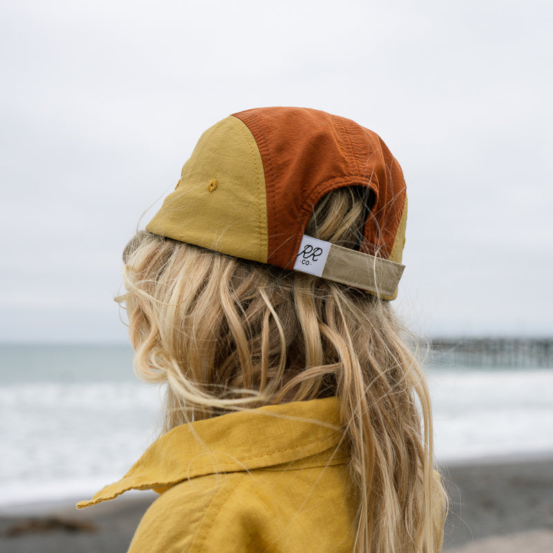 Nylon Color Block Five-Panel Hat in Sunrise