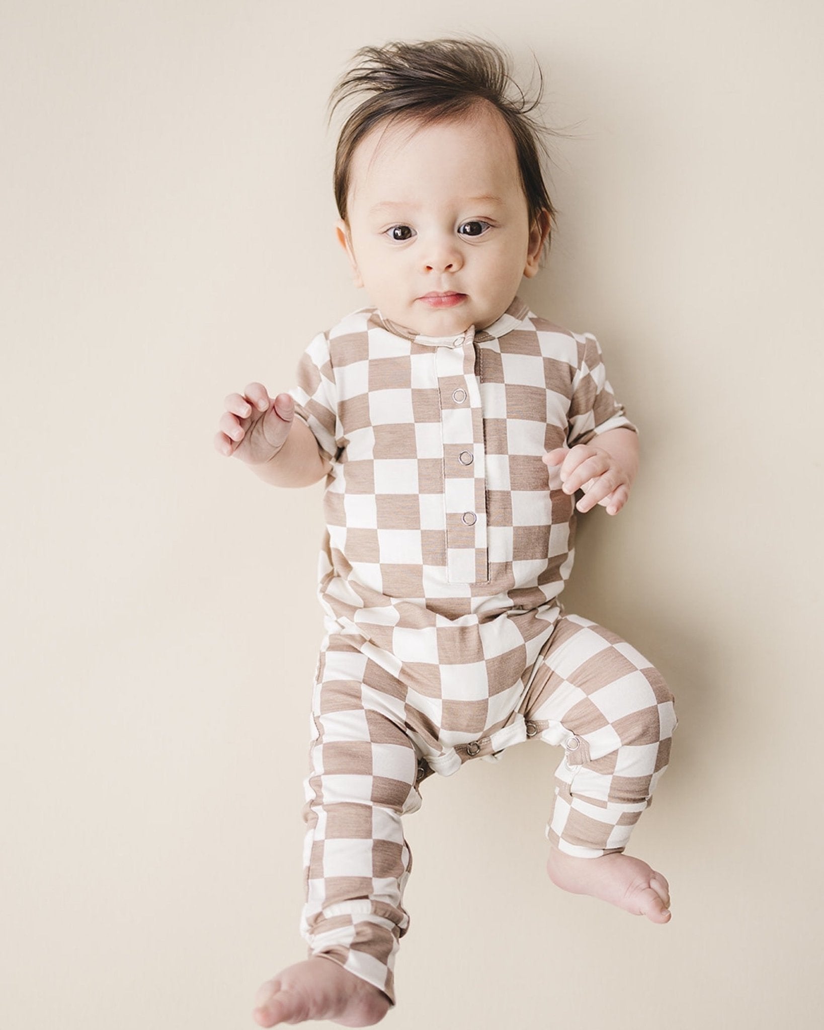 Bamboo Checkered Jumpsuit Latte