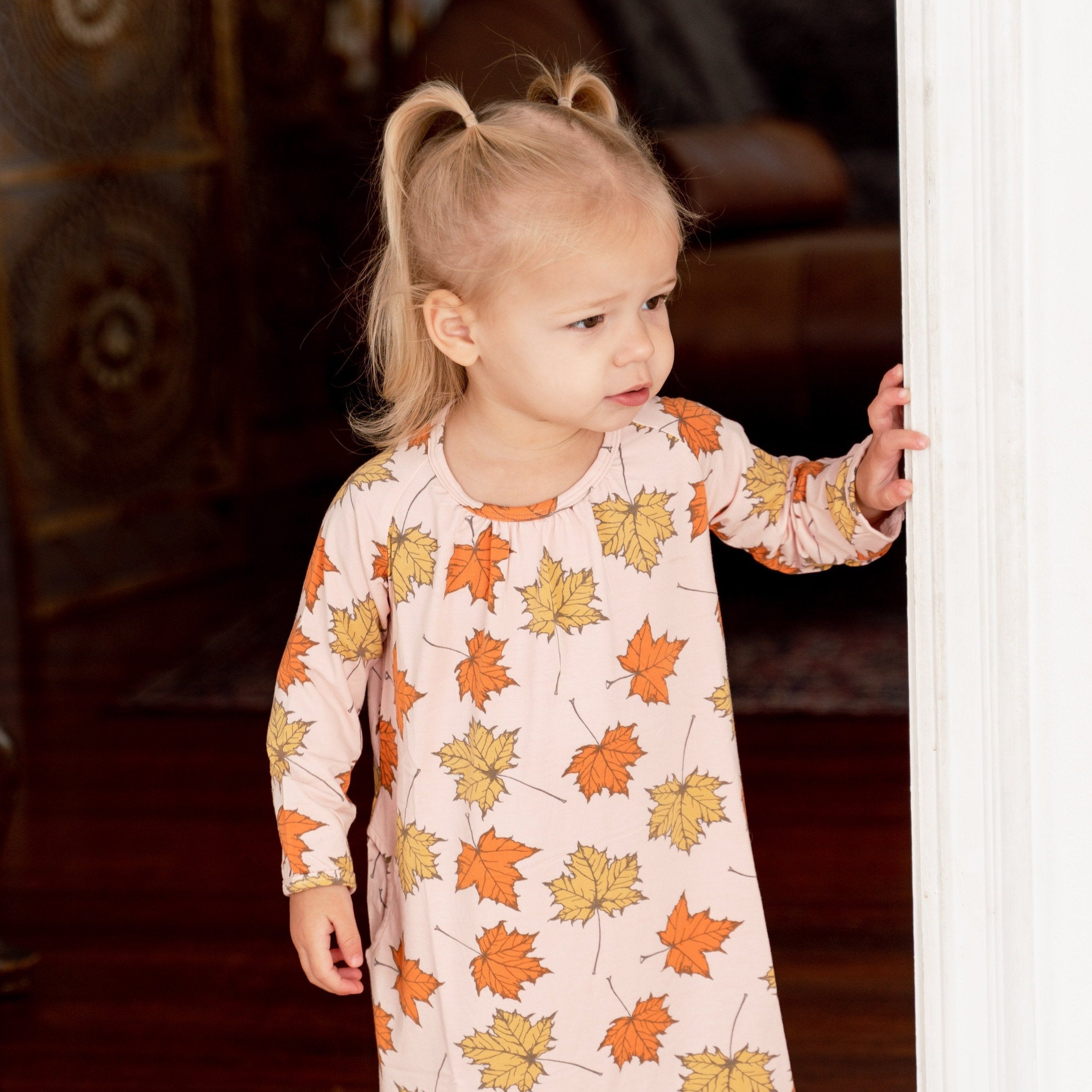 Sweetheart Dress - Pink Leaves