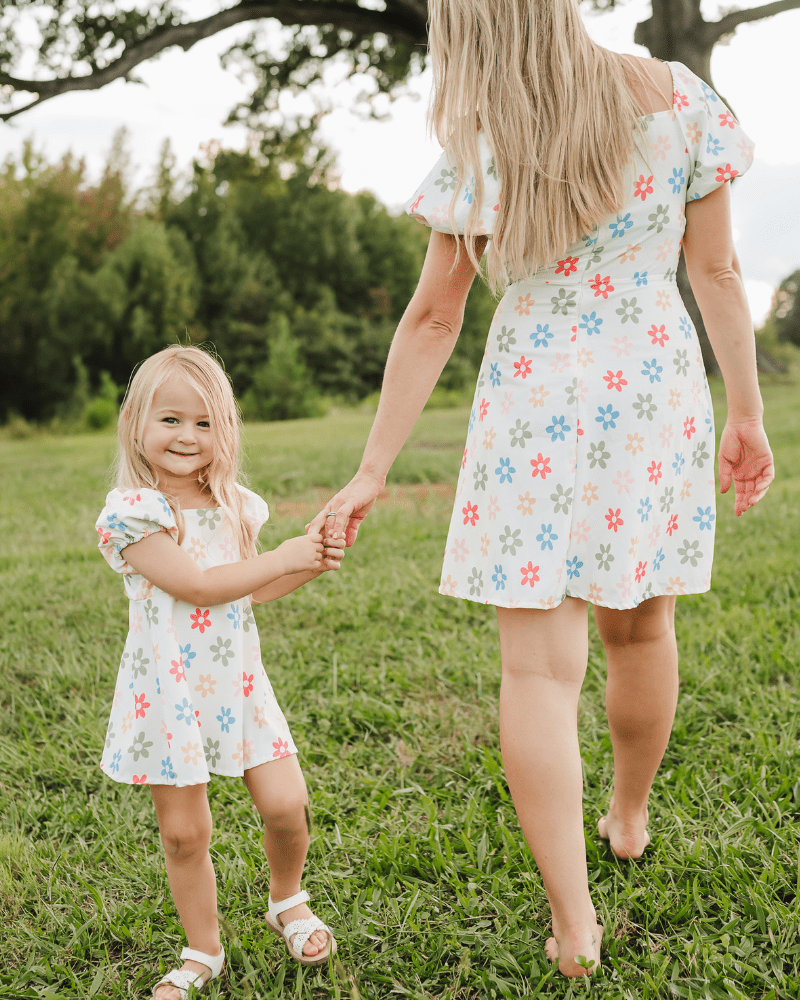 Bea Puff Sleeve Mini Dress - Colorful Flowers