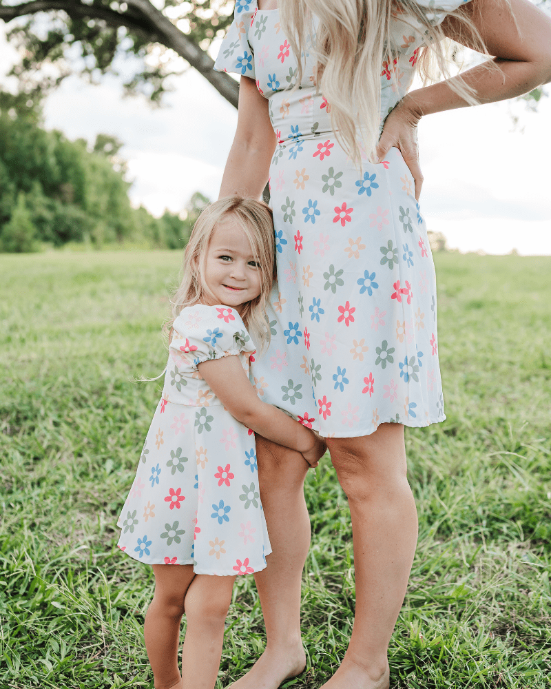 Bea Puff Sleeve Mini Dress - Colorful Flowers