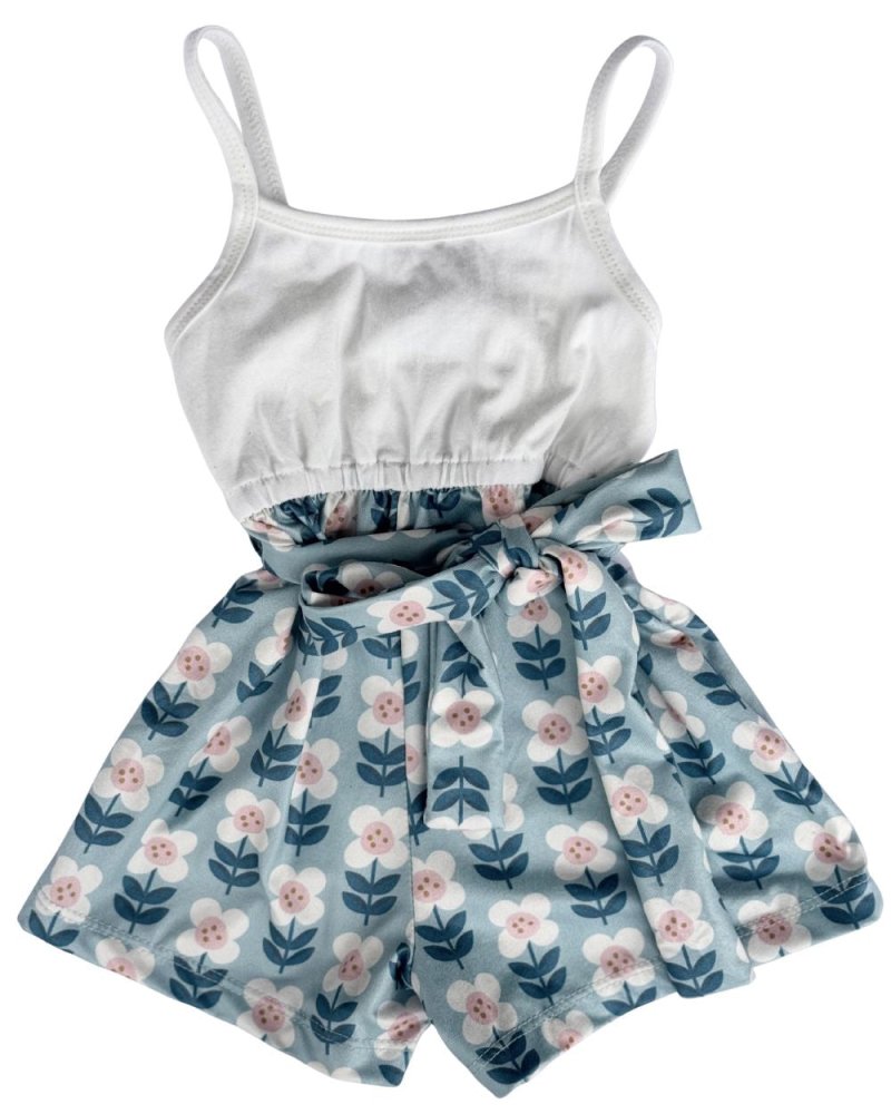 Betty Camisole Romper - Floral Sky