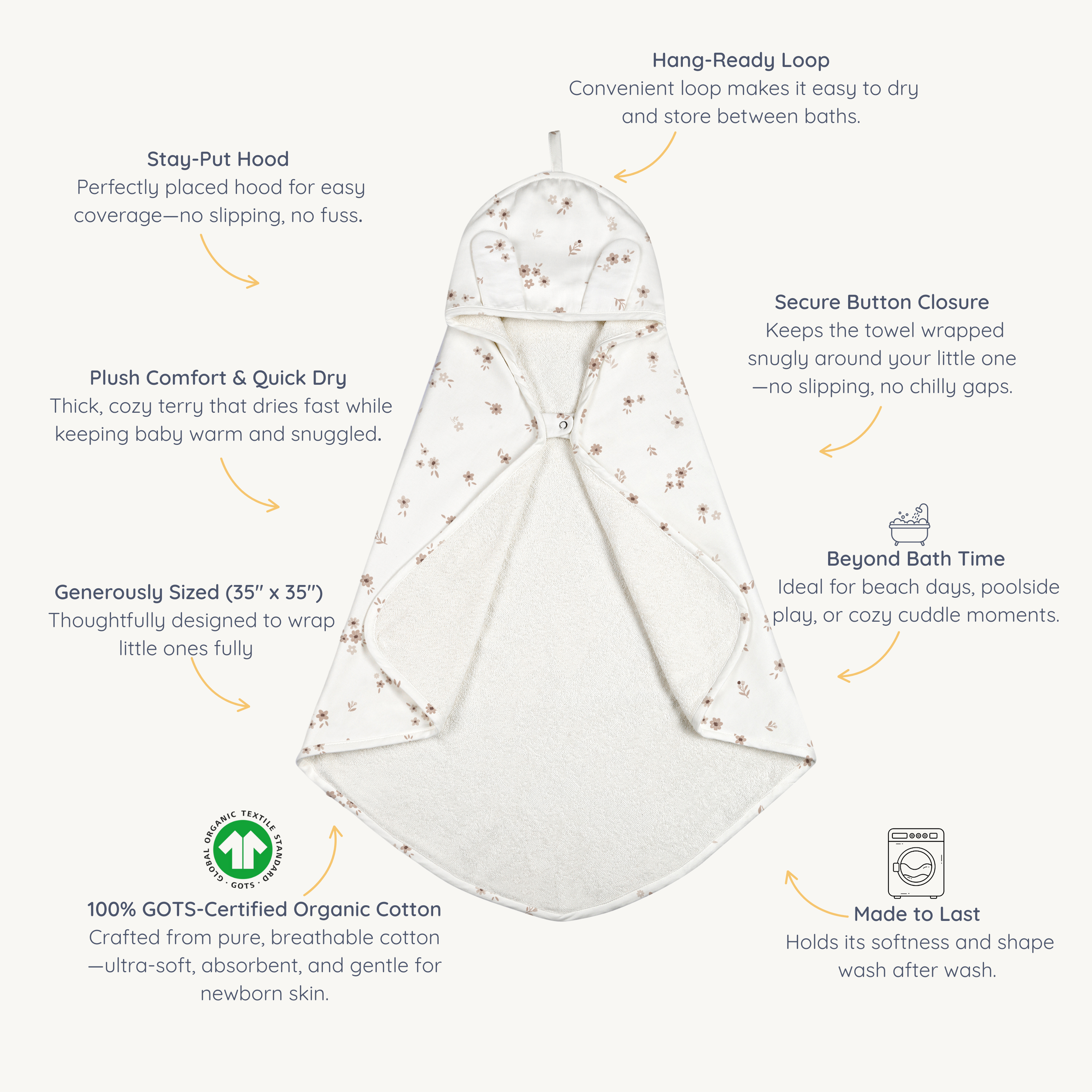 Organic Baby Towel - Bloom