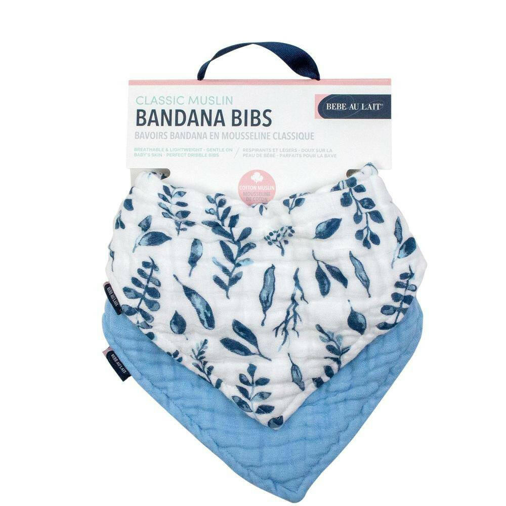 Blue Leaves + Cornflower Bandana Bib Set Bib Bebe au Lait
