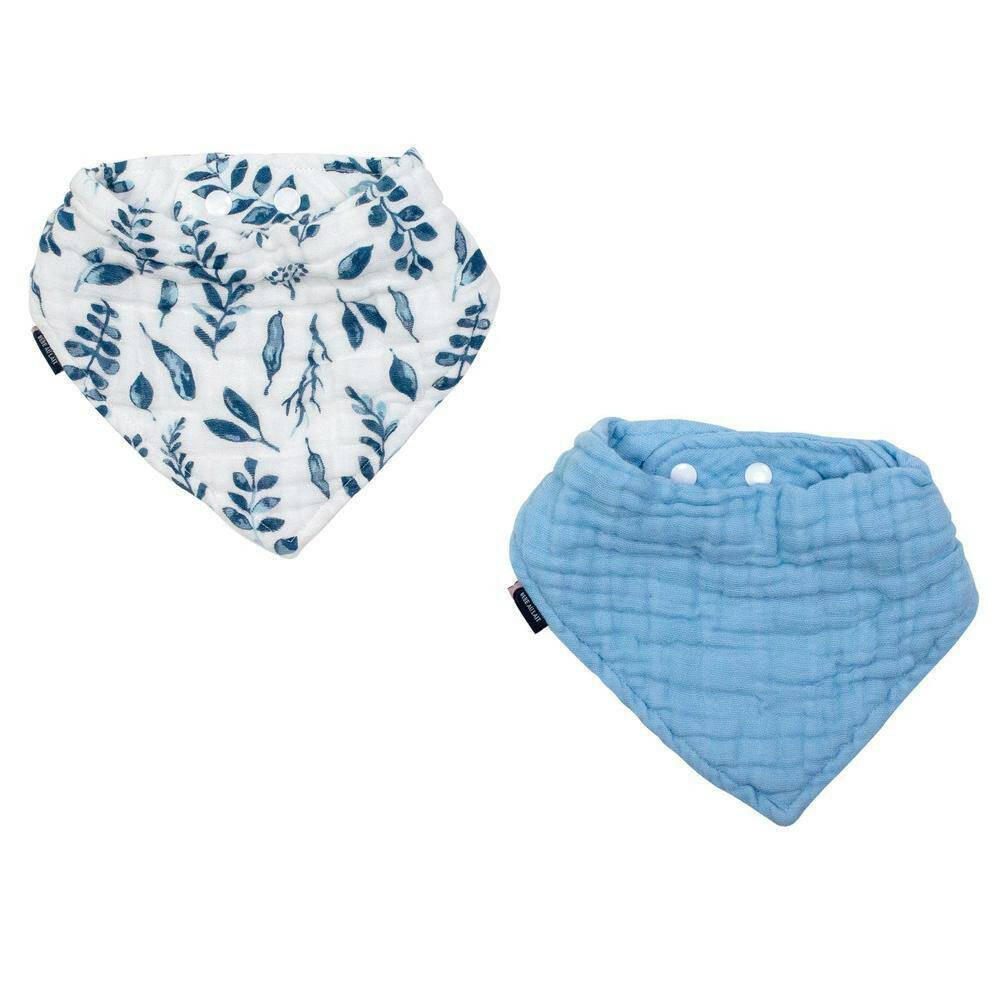 Blue Leaves + Cornflower Bandana Bib Set Bib Bebe au Lait