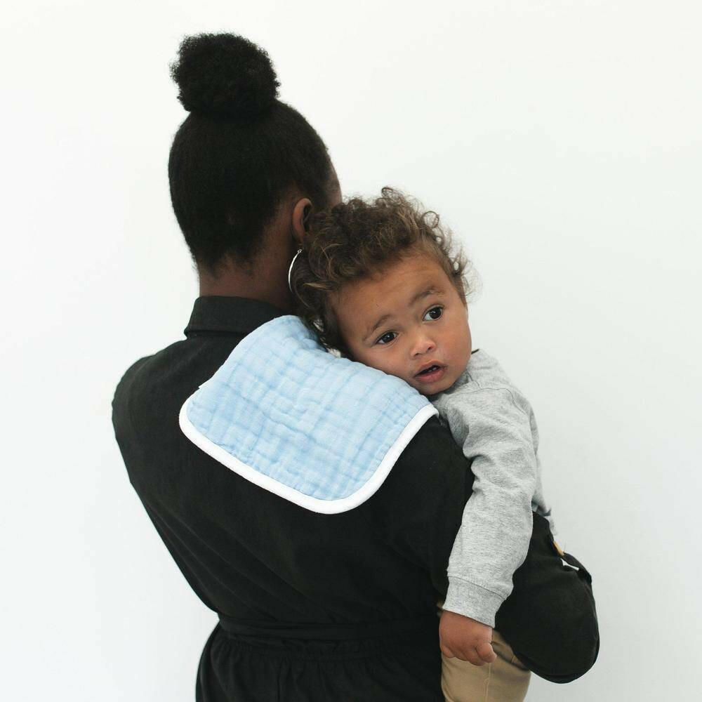 Blue Leaves + Cornflower Muslin Burp Cloths Burp Cloths Bebe au Lait