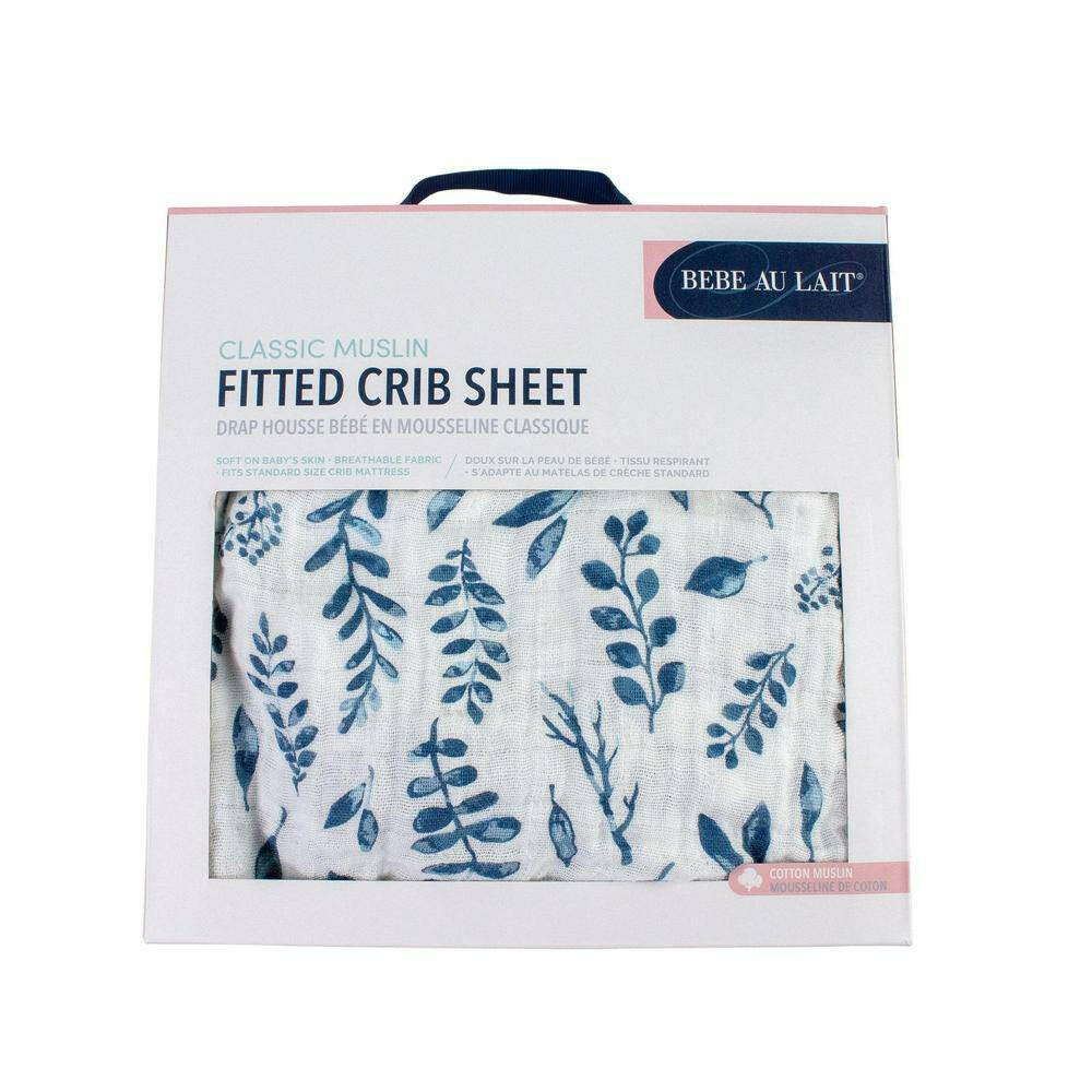 Blue Leaves Crib Sheet Crib Sheet Bebe au Lait