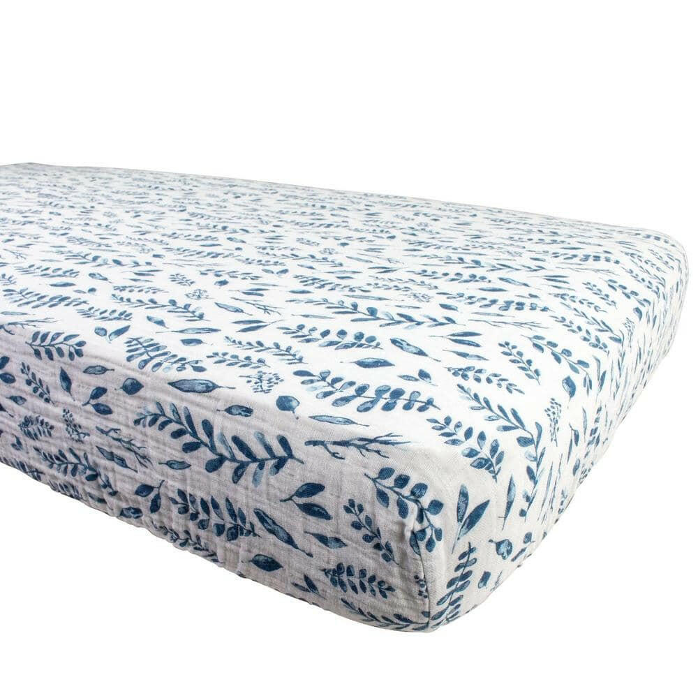 Blue Leaves Crib Sheet Crib Sheet Bebe au Lait