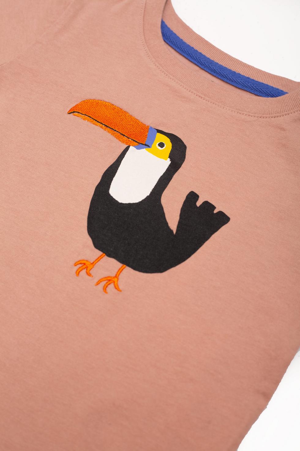 Recycled Cotton Toucan Baby T-shirt - Misty Rose - FINAL SALE
