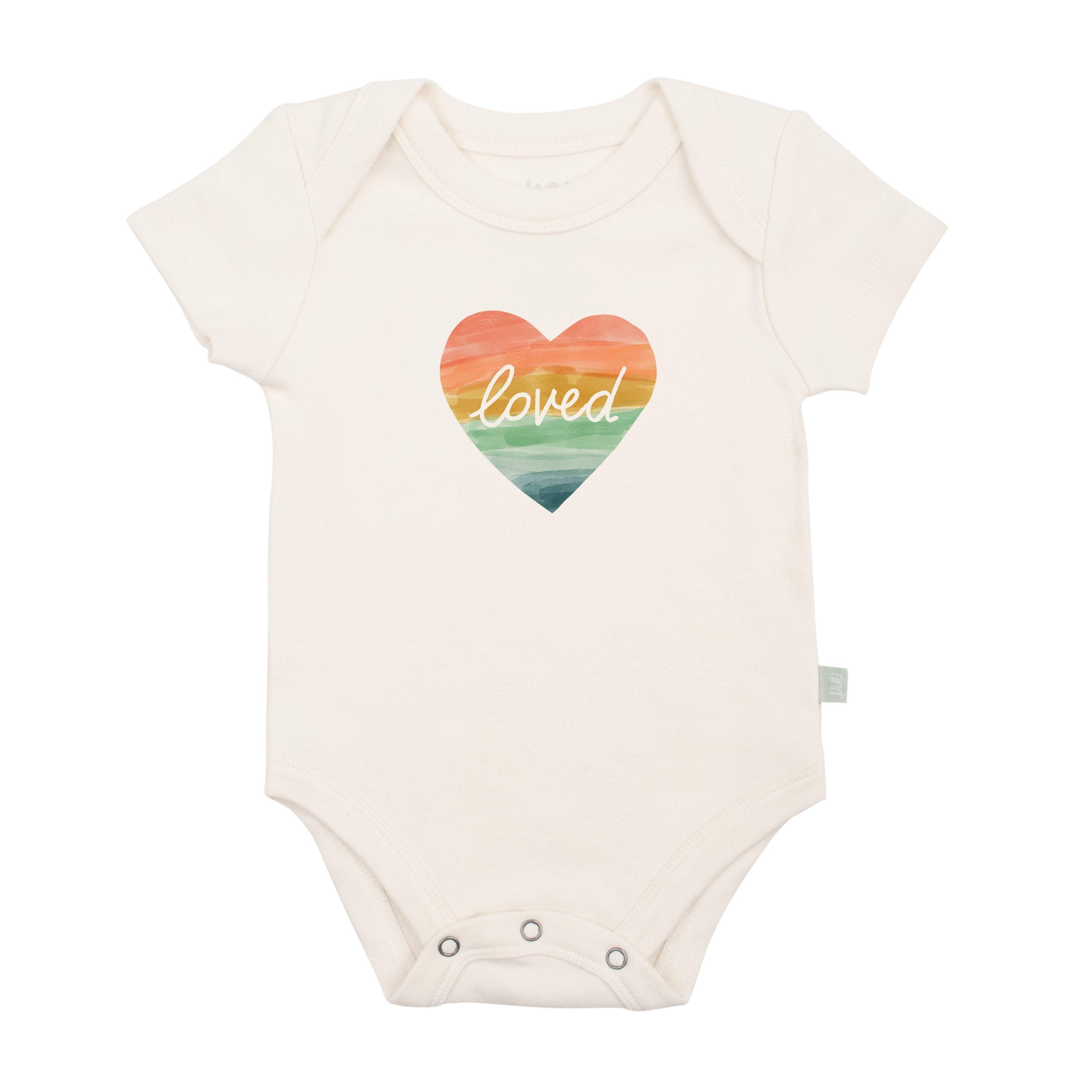 graphic bodysuit | loved rainbow heart