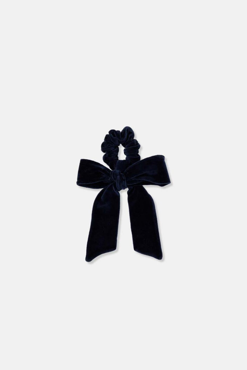 Bow organic velour scrunchie - Navy