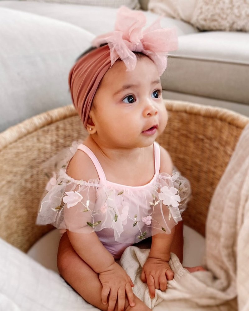 Bristol Applique Off Shoulder Leotard - Pink Swan