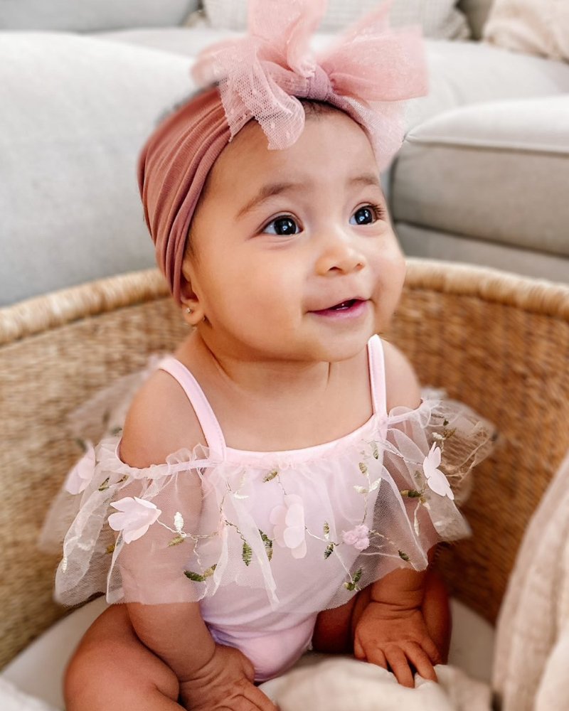 Bristol Applique Off Shoulder Leotard - Pink Swan