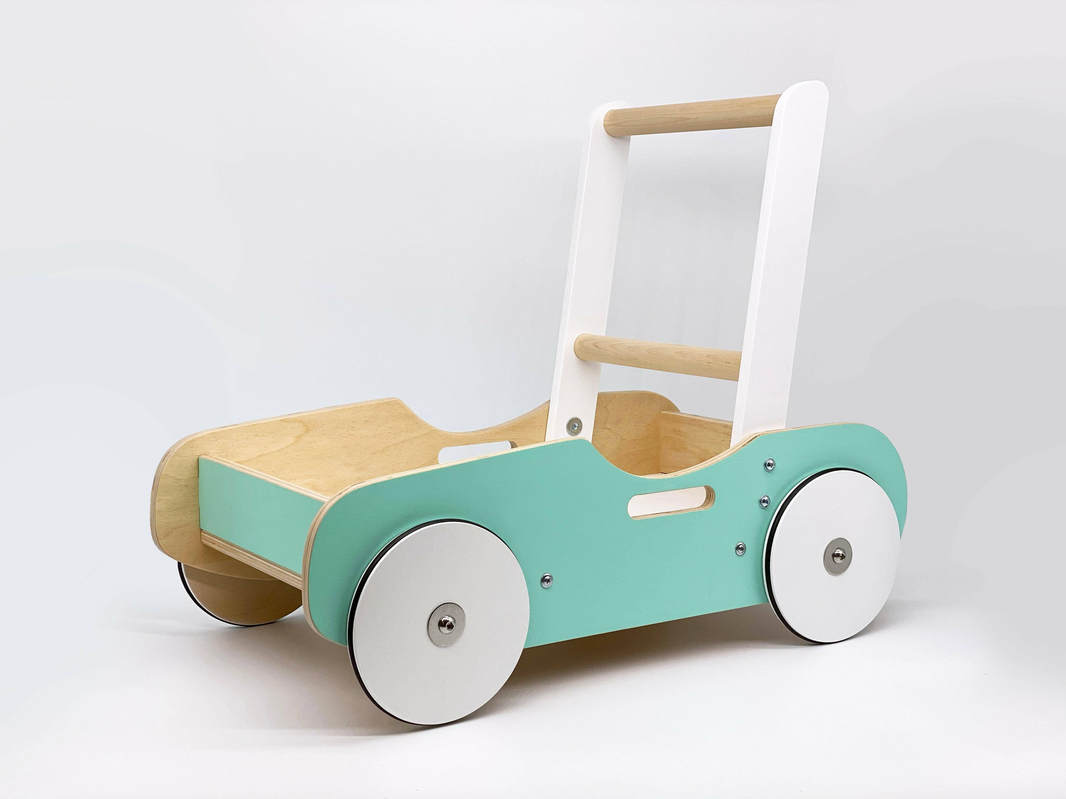 Luma Buggy: Mint Green Handcrafted Wooden Push Cart Push Walker Luma Goods Co.