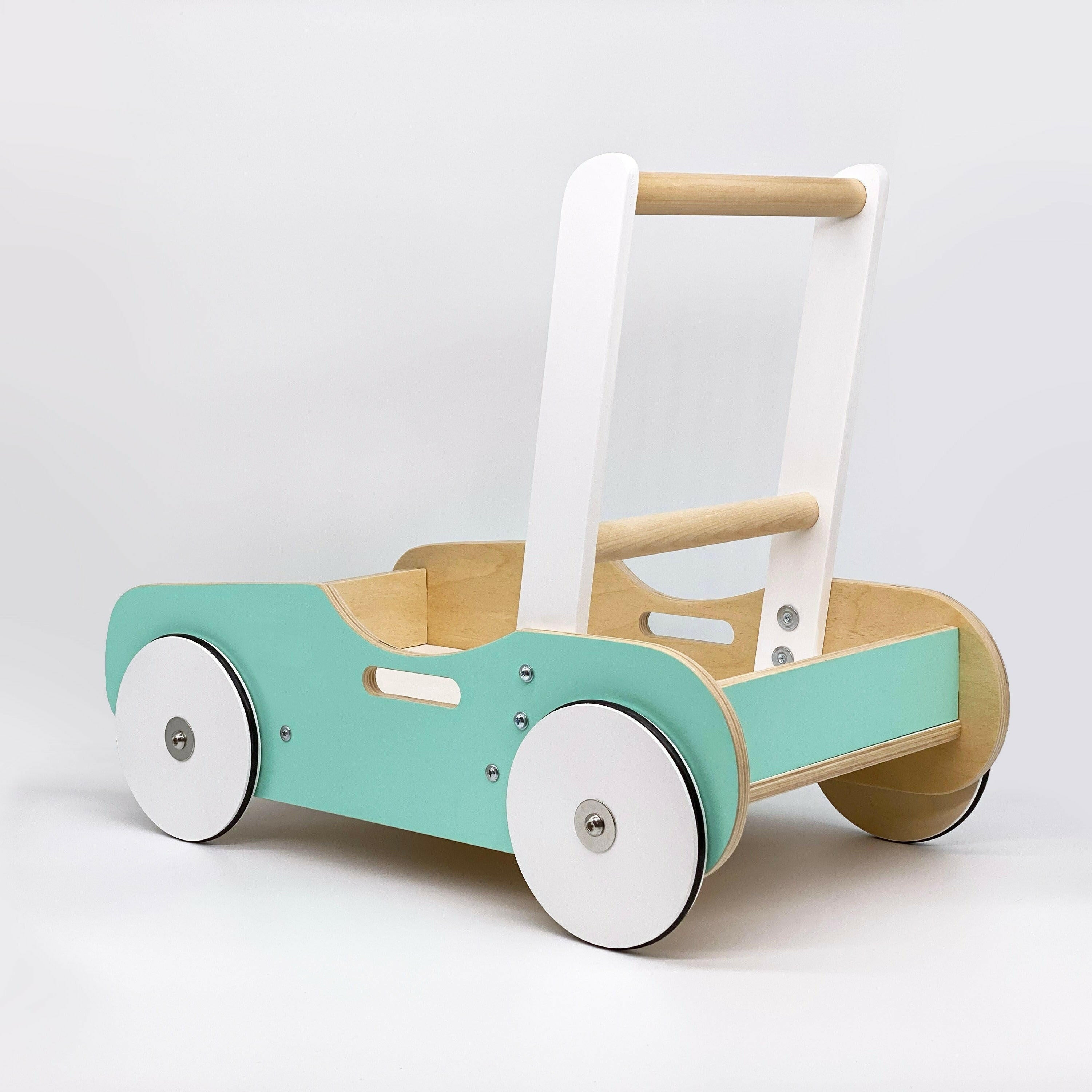 Luma Buggy: Mint Green Handcrafted Wooden Push Cart Push Walker Luma Goods Co.