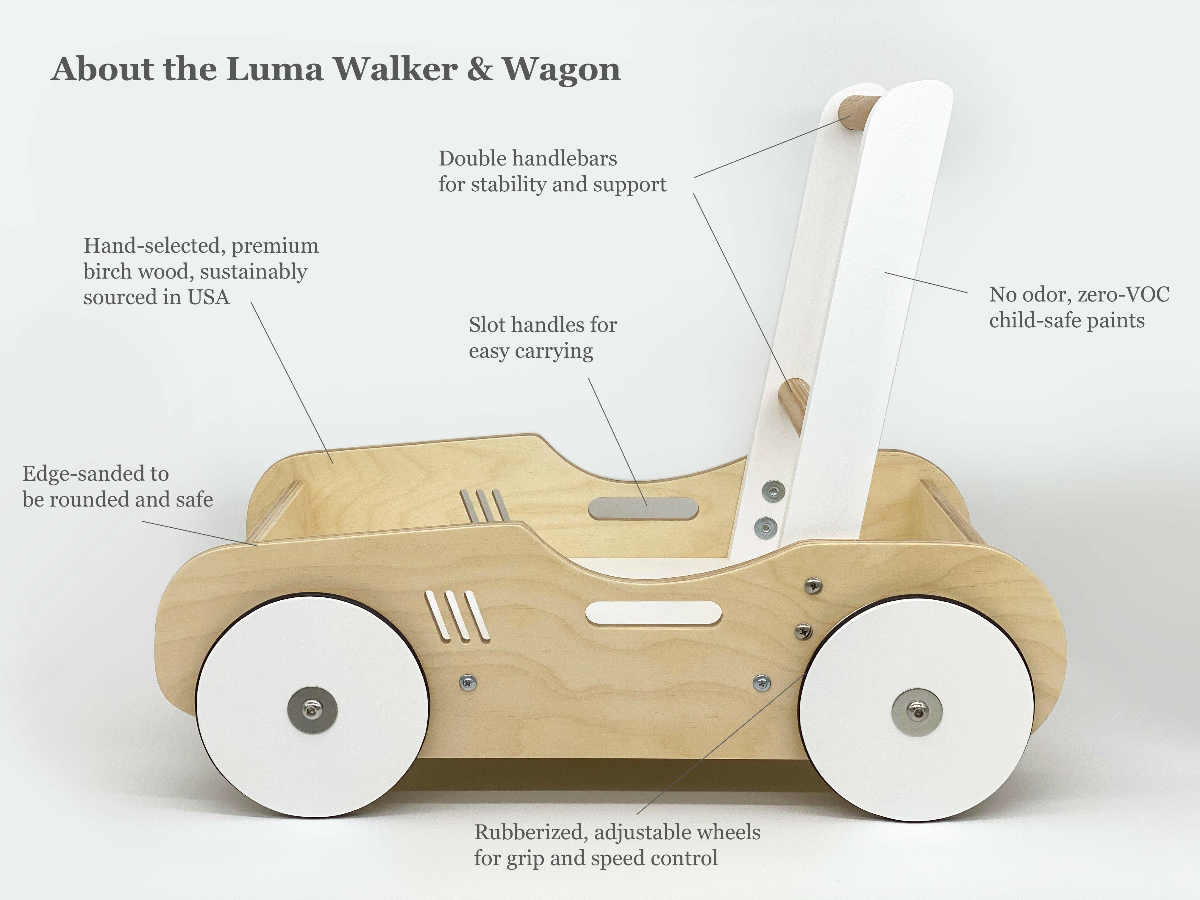 Luma Buggy: Malibu Pink Handcrafted Wooden Push Cart Push Walker Luma Goods Co.