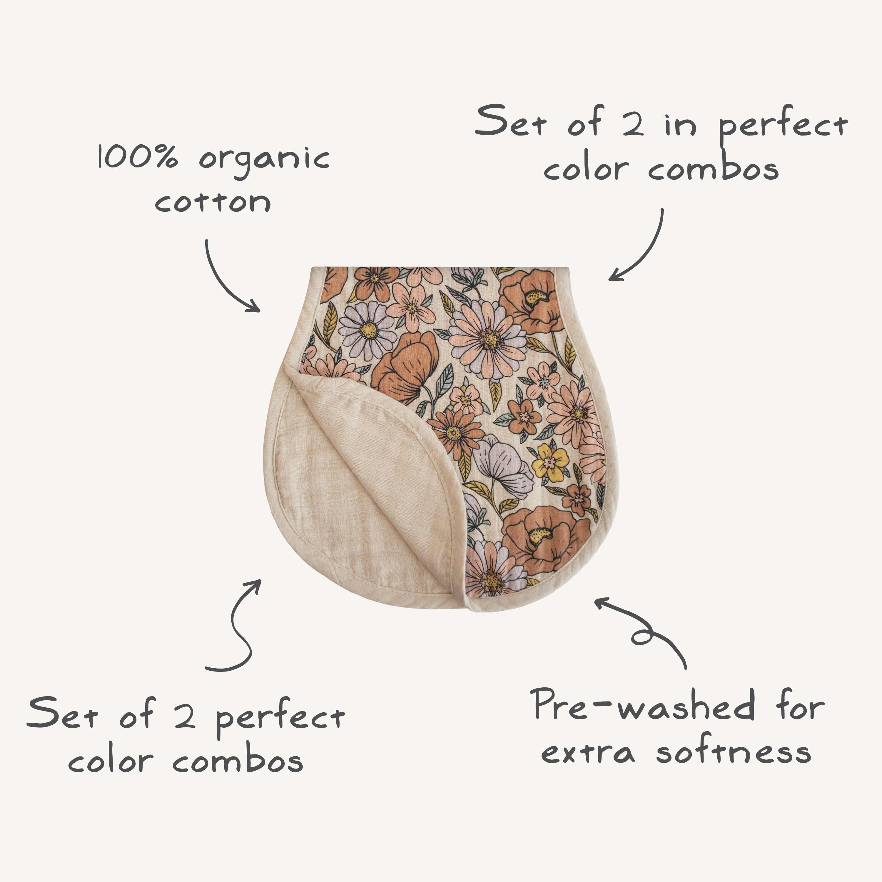 Organic Cotton Muslin Burp Cloth 2-Pack burp cloth Mushie