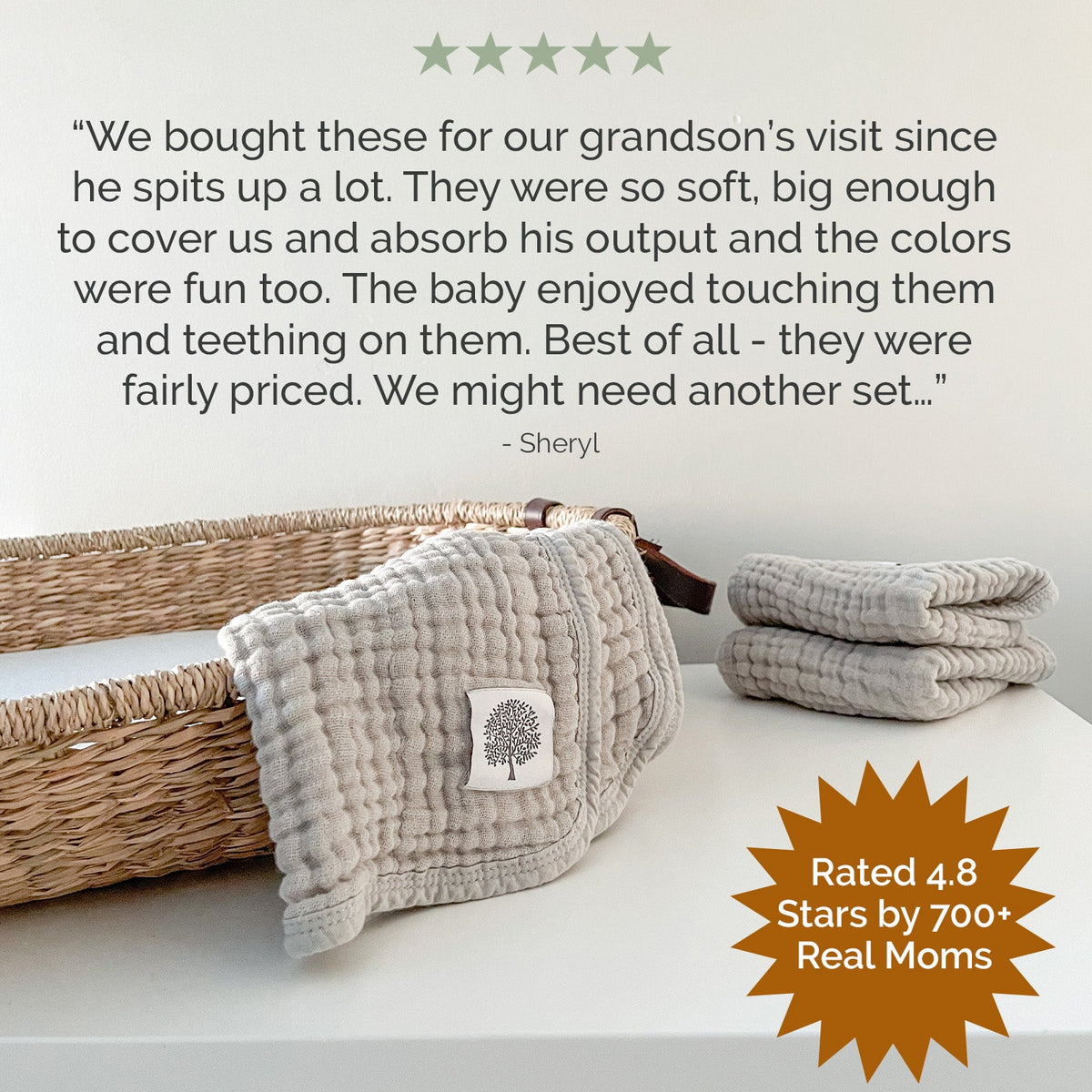 Pebble Set - Muslin Burp Cloths (4 Pack)