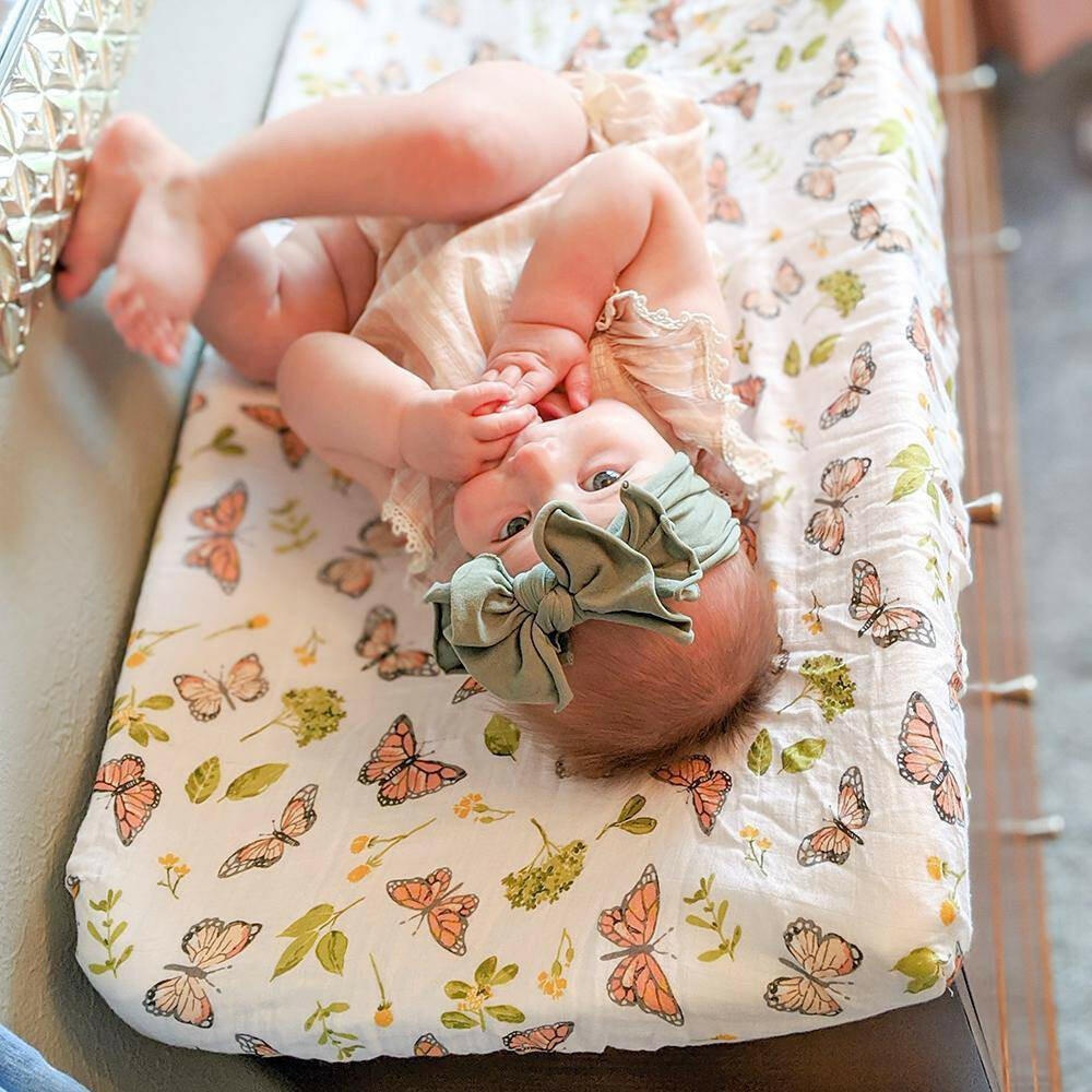 Butterfly Oh So Soft Muslin Changing Pad Cover Changing Pad Cover Bebe au Lait