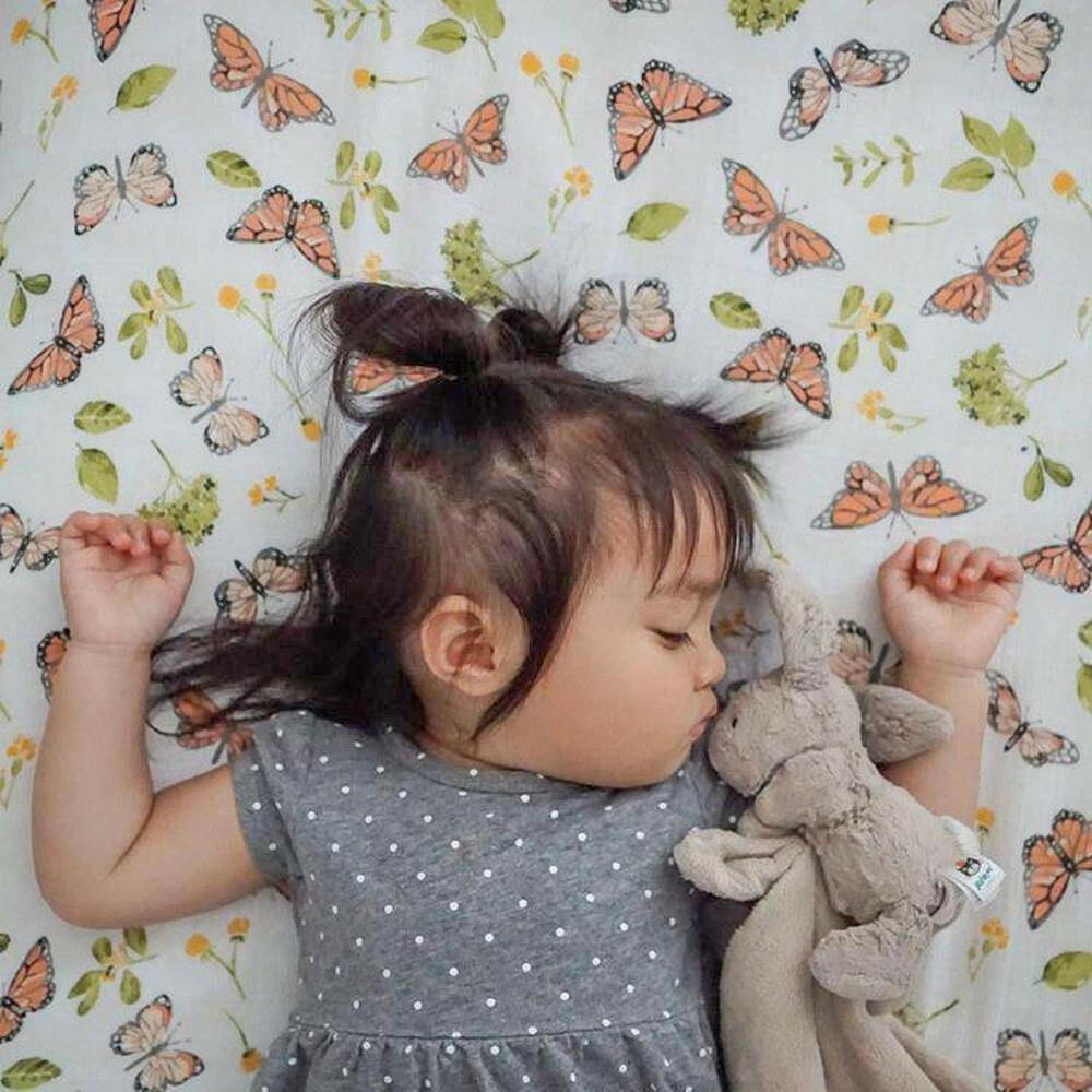 Butterfly Oh So Soft Muslin Crib Sheet Crib Sheet Bebe au Lait