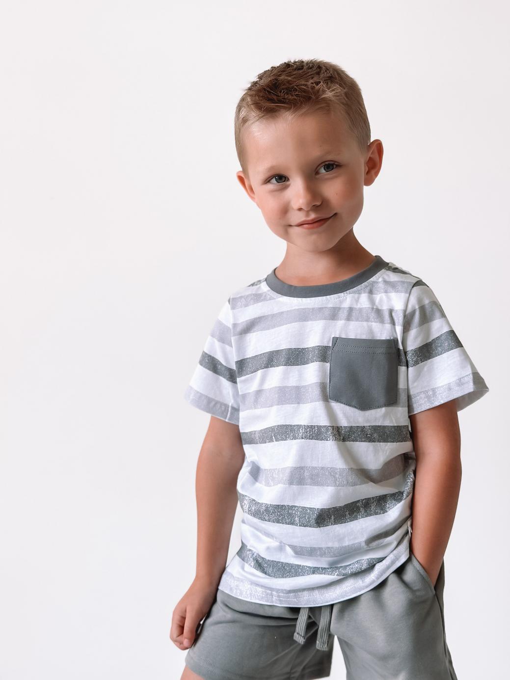 Baby Watercolor Striped Classic Tee - Charcoal