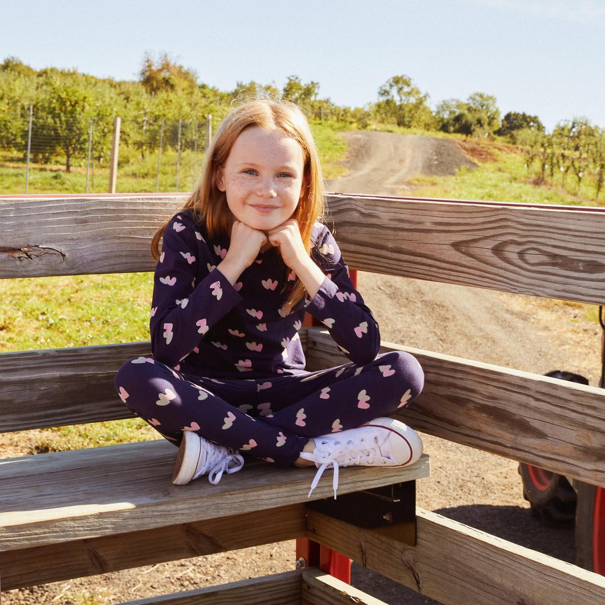 Recycled Cotton Hearts Kid T-Shirt - Blue Ribbon Hearts