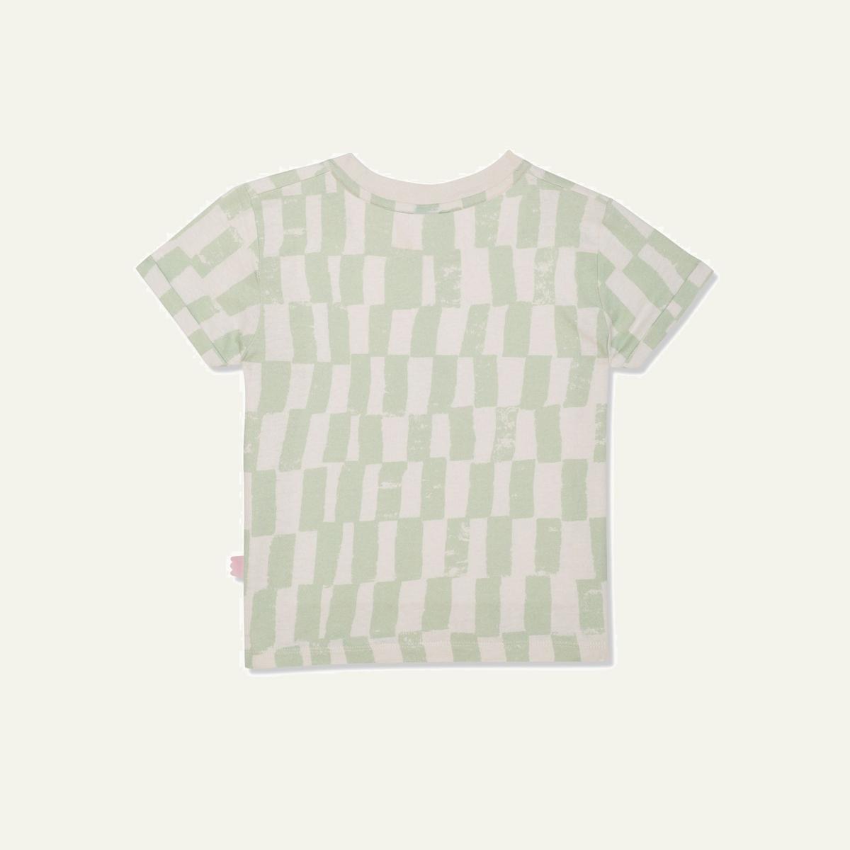Recycled Cotton Checkered Kid T-shirt - Natural/sea Foam