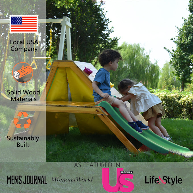 Palm - 5-in-1 Outdoor and Indoor Playground Playset Outdoor Avenlur.com