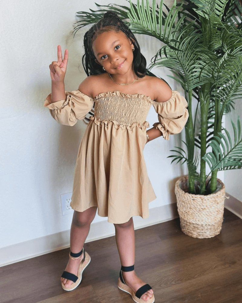Calliope Puff Sleeve Off Shoulder Dress - Tumbleweed