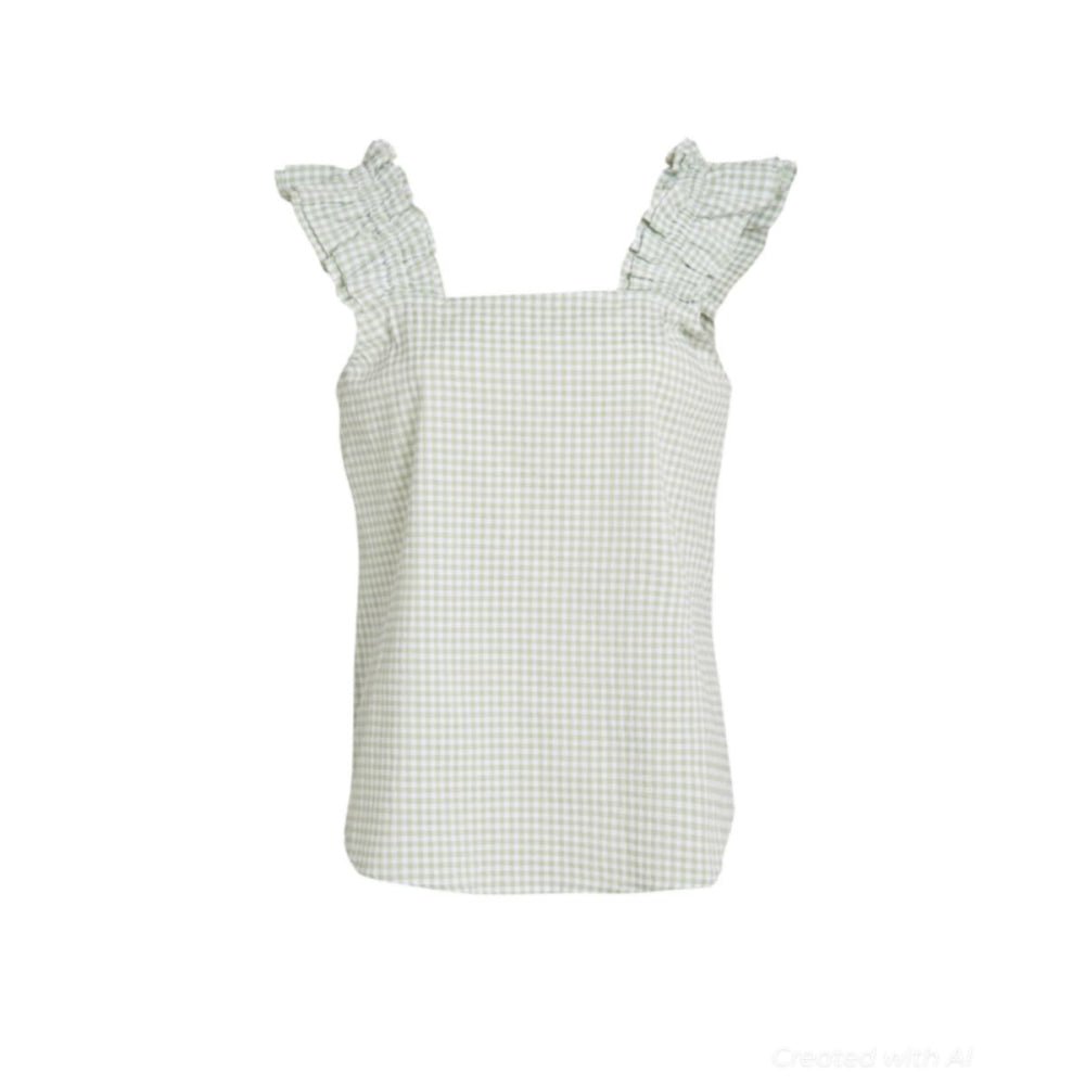 Caroline Ruffle Sleeveless Top - Mint