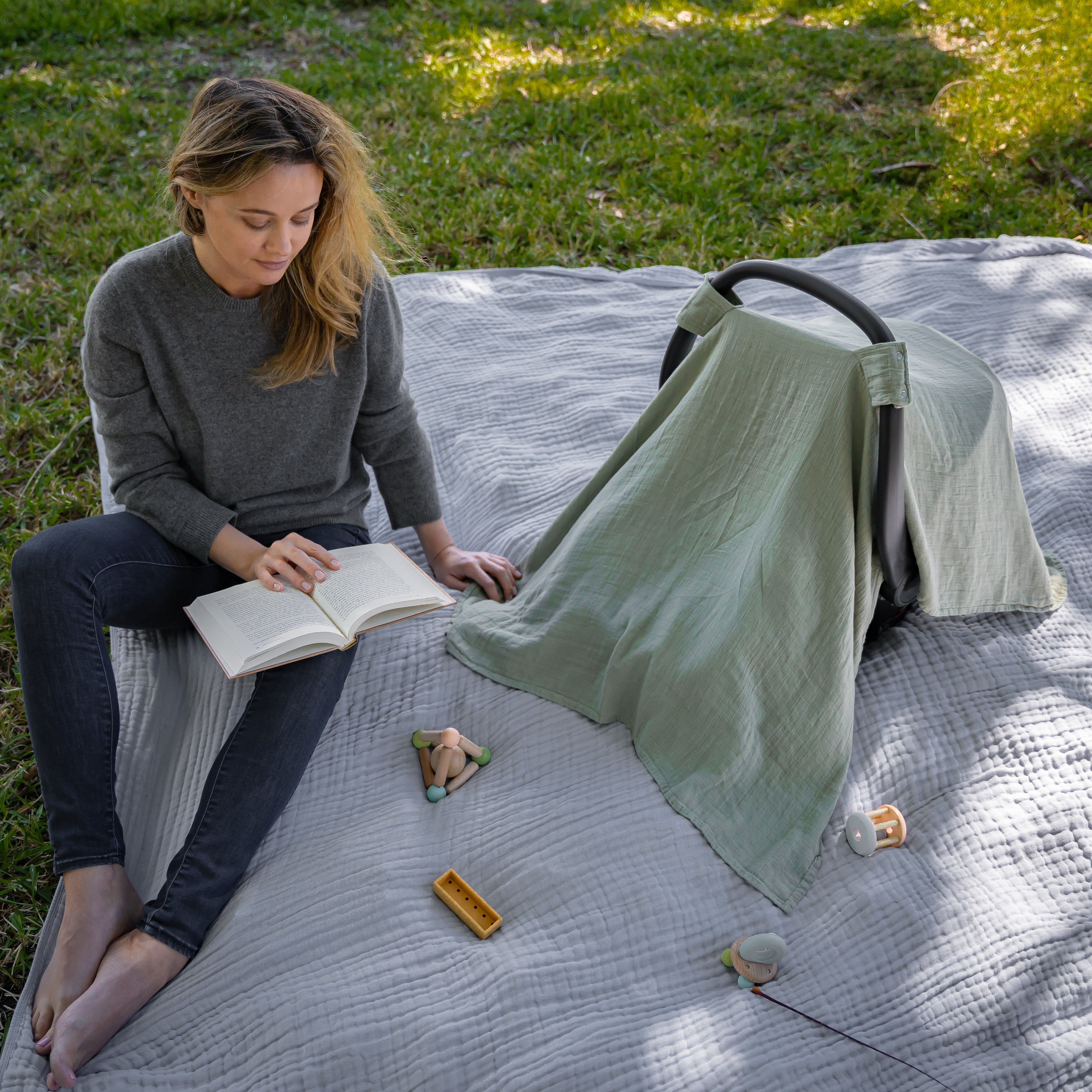 Baby Car Seat Cover in Sage