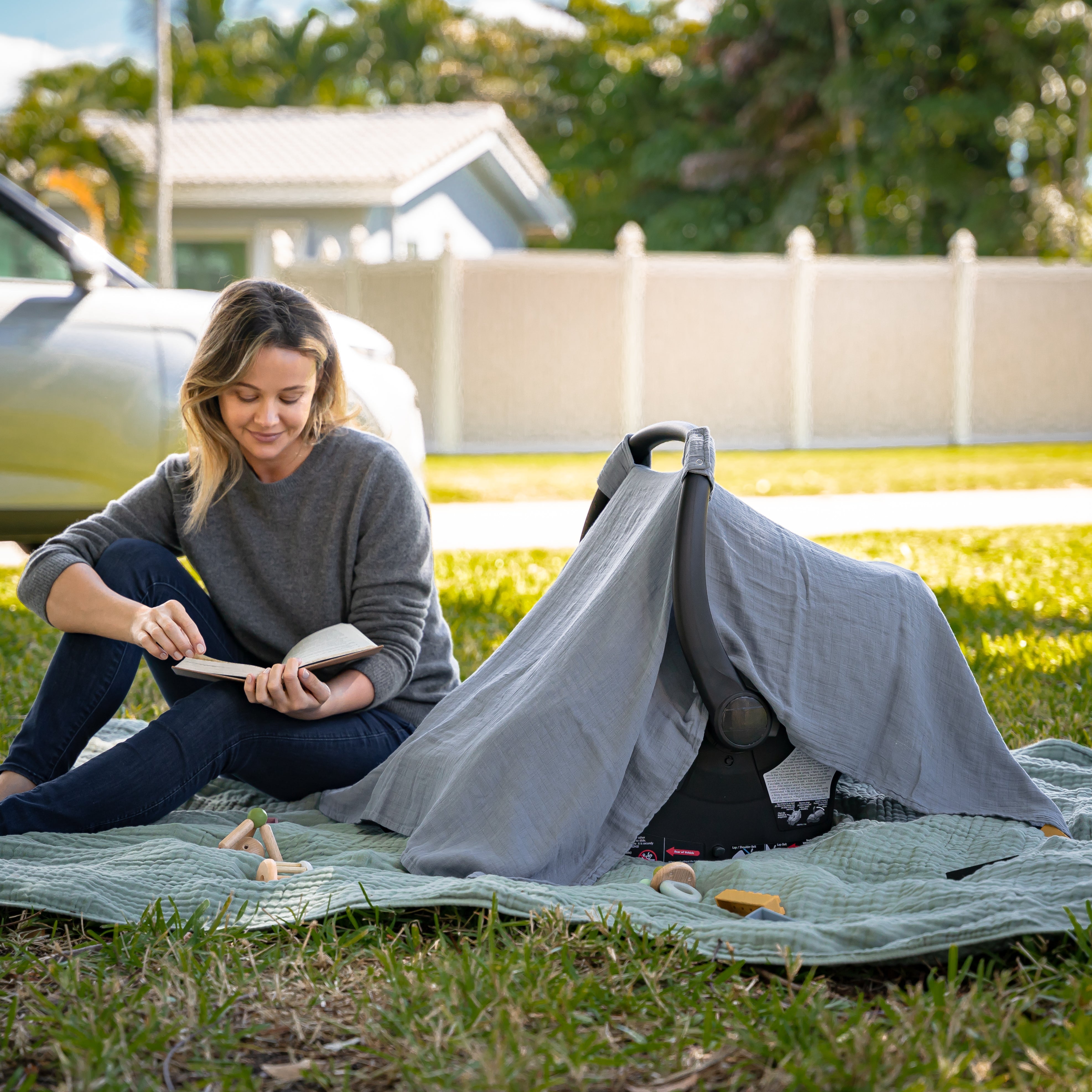 Baby Car Seat Cover in Pacific Blue