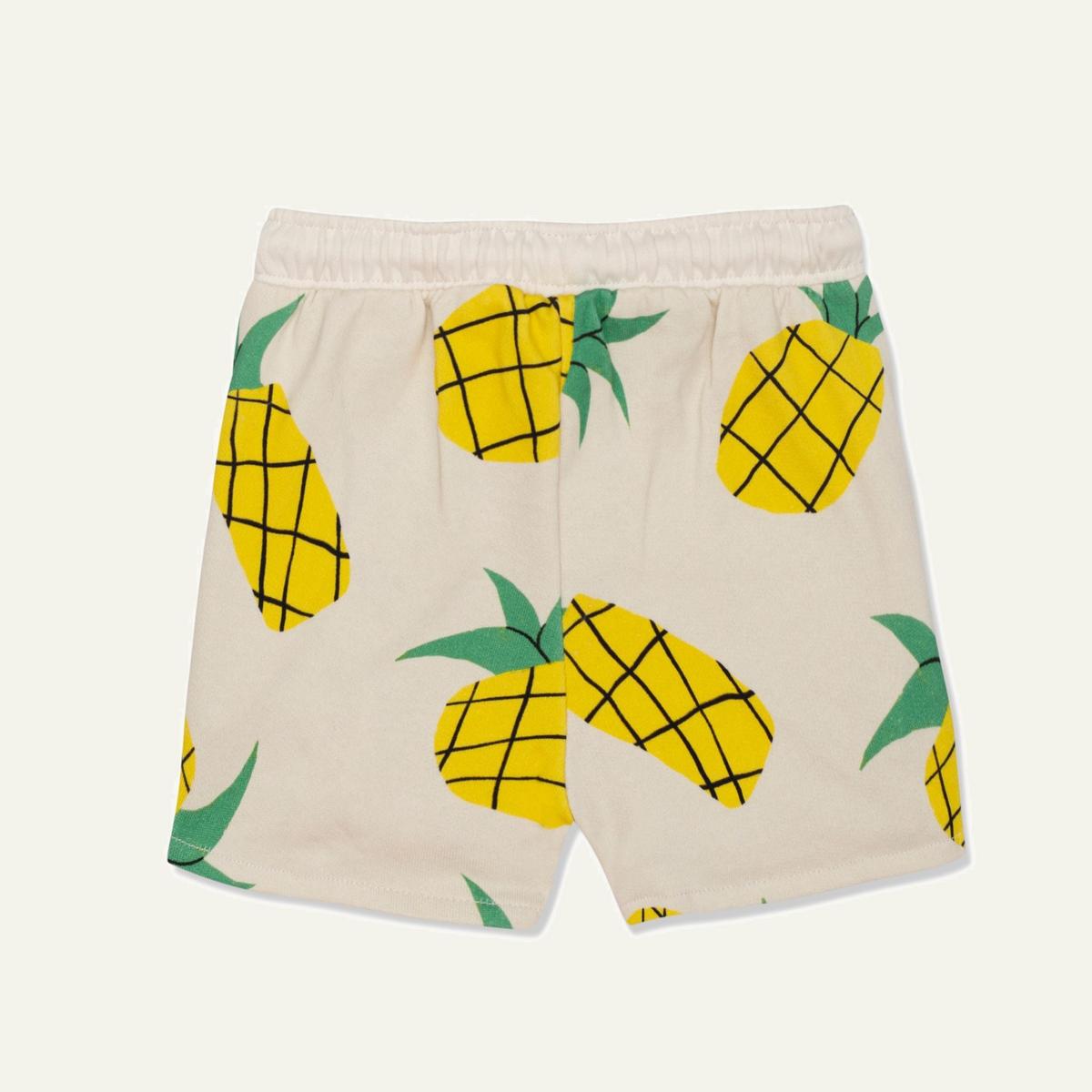 Recycled Cotton Pineapple Harvest Cropped Girl Shorts - Natural/multi