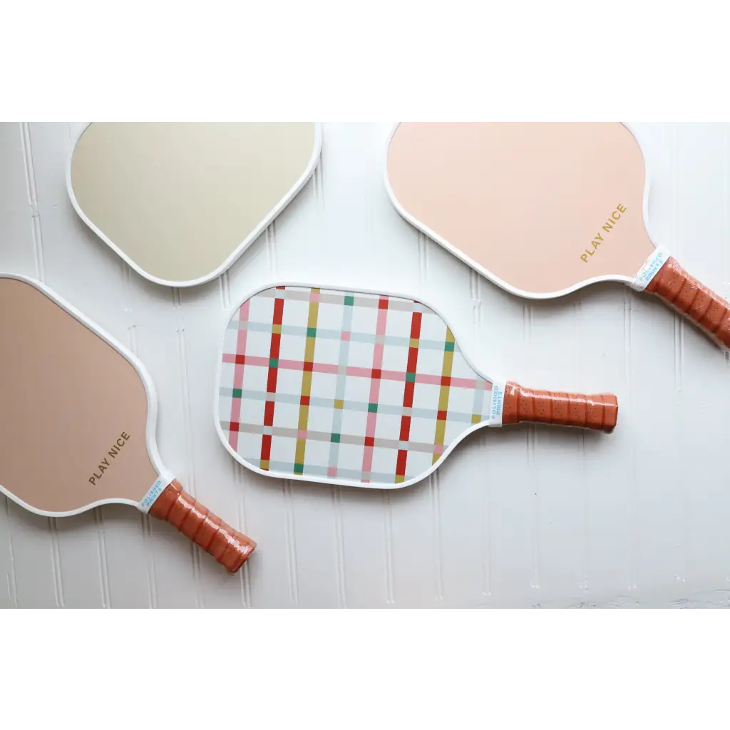 Neutral Checkerboard Pickle Ball Paddle for Adults