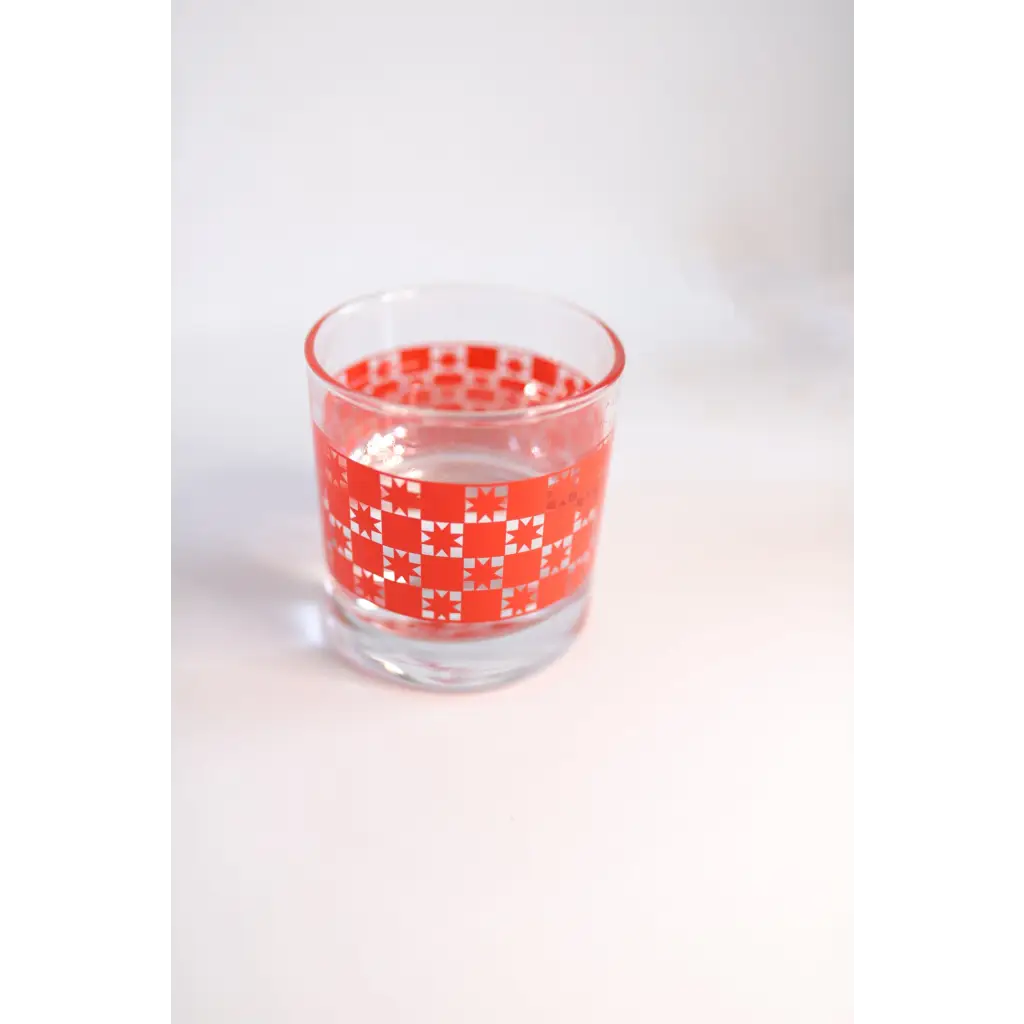 Heavy-based 10oz Gingham Cocktail Glass with Red Pattern