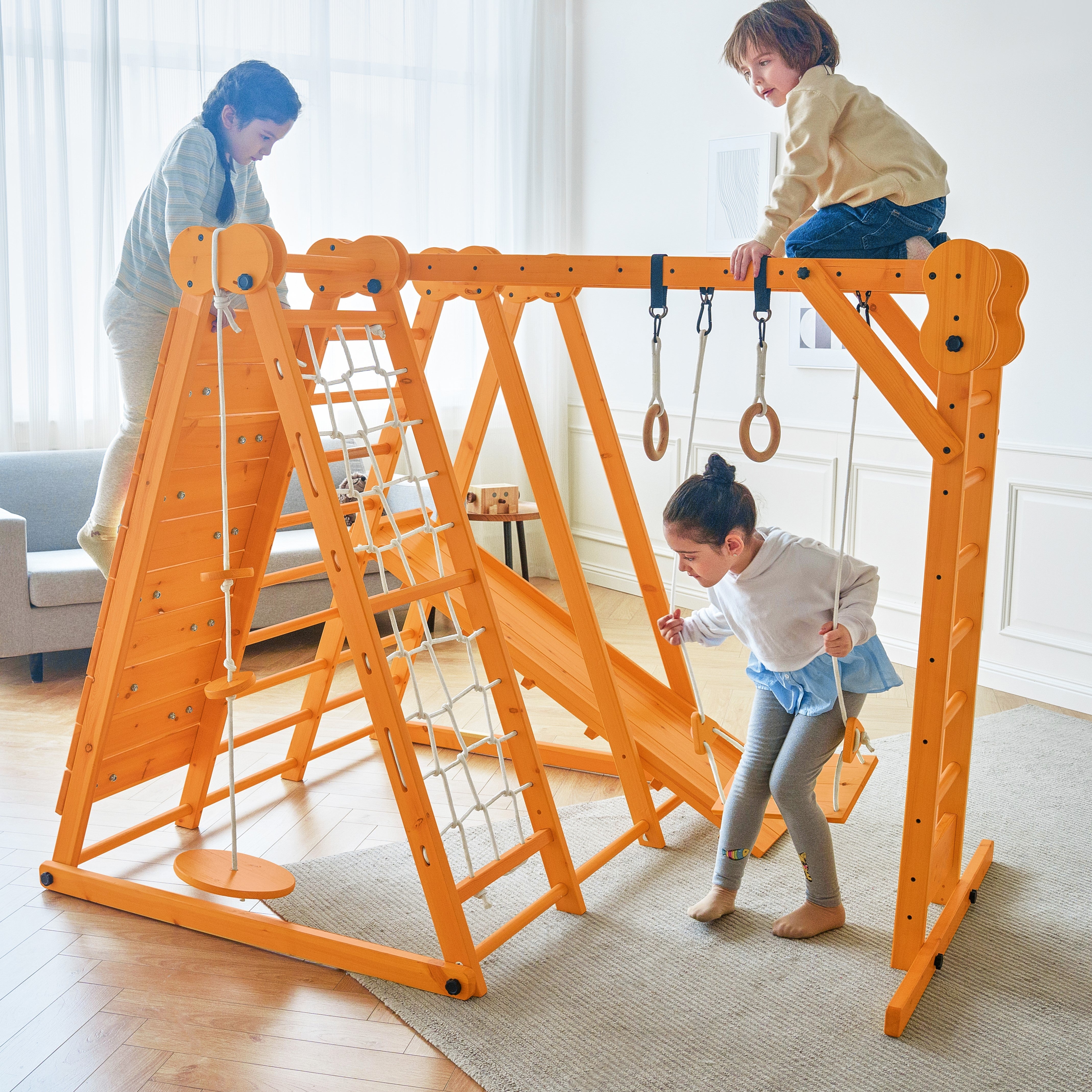 Chestnut - 8-in-1 Indoor Jungle Gym for Toddlers Indoor Avenlur.com